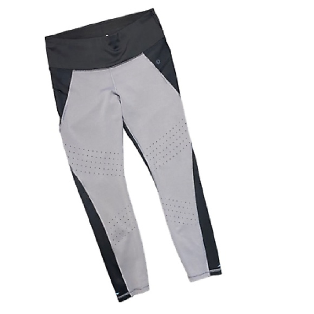 Athleta Stealth TruCool 7/8ths Tight Black Gray Perforated Leggings Small